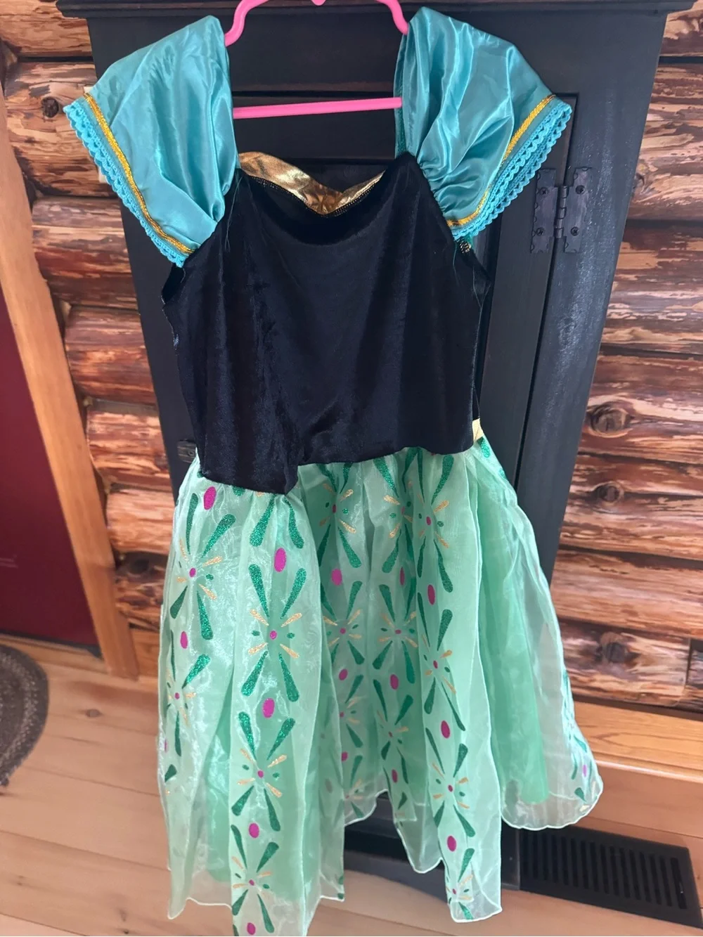 Disney Anna Inspired Girls' Green & Black Princess Costume Dress